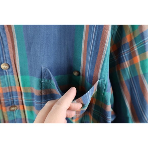 Vintage 90s Streetwear Mens Large Faded Baggy Fit Rainbow Plaid Button Shirt - Picture 4 of 9